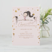 体操タンブルトワイルバースデーパーティーブラックヘア 招待状 (スタンド正面)