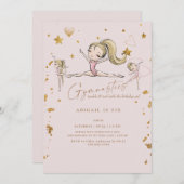 体操タンブル&トワイルバースデーパーティーブロンド 招待状 (正面/裏面)