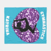 体操ターコイズと紫パーソナライズされた フリースブランケット (正面(横))