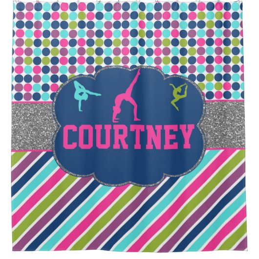 体操ダンスモノグラパーソナライズされたム シャワーカーテン (正面)