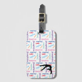 体操ダンス応援彼女の名前とスポーツオールオーバー ラゲッジタグ (正面縦)