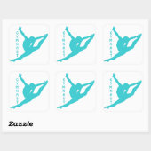 体操ティール（緑がかった色）シール スクエアシール (シート)