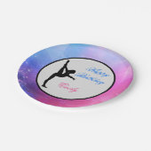 体操ハッピーバースデーピンク/ブルー紙プレート ペーパープレート (アングル)