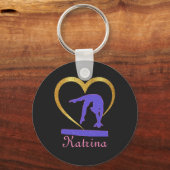 体操ハート金ゴールド キーホルダー (正面)