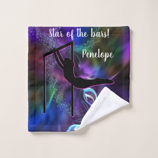 体操バタフライスターバー パーソナライズされた ウォッシュタオル (ウォッシュタオル)