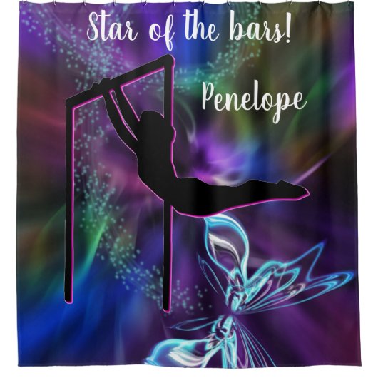 体操バタフライスターバー パーソナライズされた シャワーカーテン (正面)