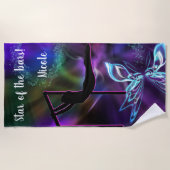 体操バタフライスターバー パーソナライズされた ビーチタオル (正面)