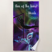 体操バタフライスターバー パーソナライズされた ビーチタオル (正面)