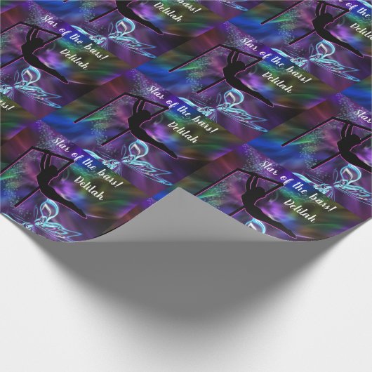 体操バタフライスターバー パーソナライズされた ラッピングペーパー (角)