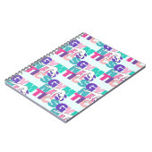 体操バックベンドアート(ピンク、紫、ティール（緑がかった色）) ノートブック (左側)