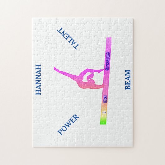 体操バランスビームパズル。パーソナライズされた名 ジグソーパズル (縦)