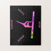 体操バランスビームパズル。パーソナライズされた名 ジグソーパズル (縦)