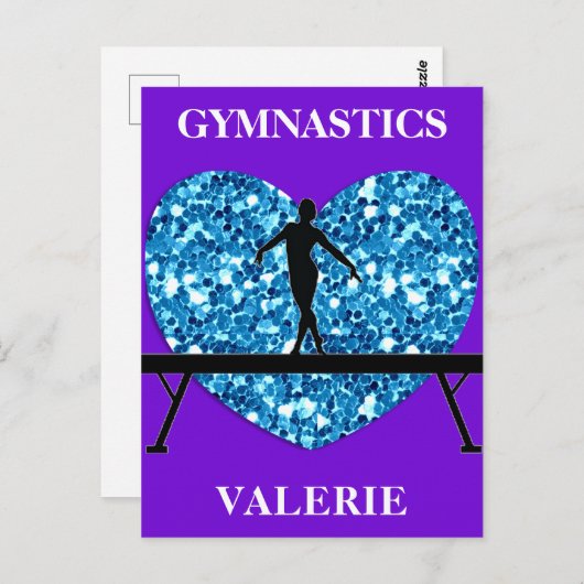 体操バランスビームパープルティール(緑がかった色) ポストカード (正面/裏面)