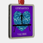 体操バランスビームパープルティール(緑がかった色) メタルオーナメント (右)
