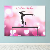 体操バランスビームピンクハート キャンバスプリント (インサイチュ (ウッドフロア))