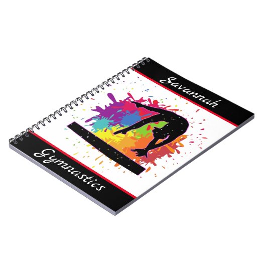 体操バランスビーム絵を描（ばちゃばちゃ）跳ねる ノートブック (左側)