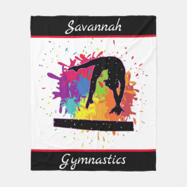 体操バランスビーム絵を描（ばちゃばちゃ）跳ねる フリースブランケット