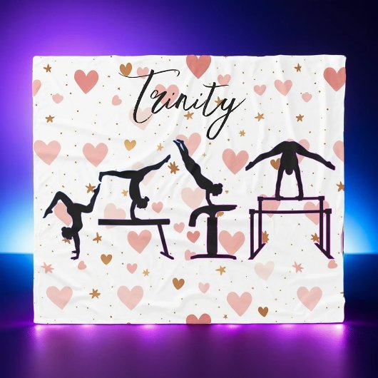 体操バレンタインピンクハート パーソナライズされた フリースブランケット