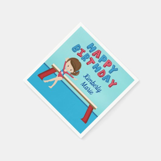 体操バースデーパーティーかわいいカスタム子供たち スタンダードカクテルナプキン (角)