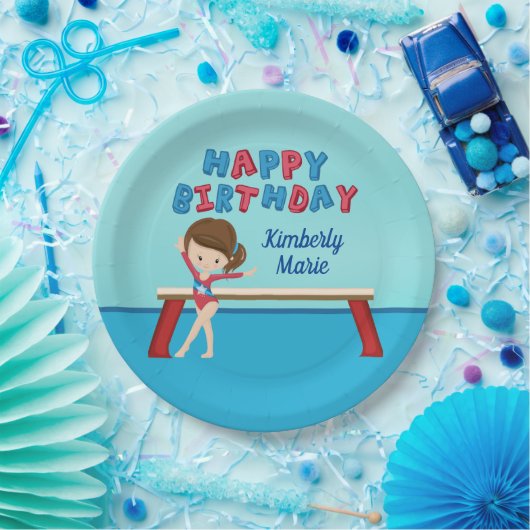 体操バースデーパーティーかわいいカスタム子供たち ペーパープレート (パーティー)