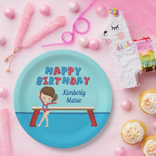 体操バースデーパーティーかわいいカスタム子供たち ペーパープレート (パーティー)