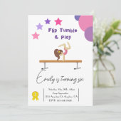 体操バースデーパーティーガールピンク招待状 招待状 (スタンド正面)