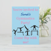 体操バースデーパーティーパーソナライズされた招待状 (スタンド正面)