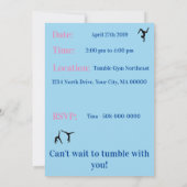 体操バースデーパーティーパーソナライズされた招待状 (裏面)