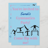 体操バースデーパーティーパーソナライズされた招待状 (正面/裏面)