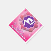 体操バースデーパーティーピンクパープルハートスター スタンダードカクテルナプキン (角)