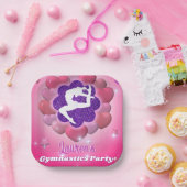 体操バースデーパーティーピンクパープルハートスター ペーパープレート (パーティー)