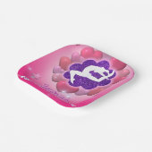 体操バースデーパーティーピンクパープルハートスター ペーパープレート (傾斜あり)