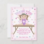 体操バースデーパーティー茶色の髪ありがとう サンキューカード (正面)