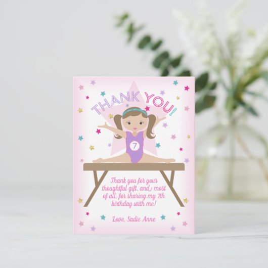 体操バースデーパーティー茶色の髪ありがとう サンキューカード (スタンド正面)