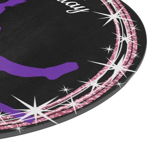 体操バー誕生日イン紫と黒 カッティングボード (角)