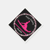 体操バー誕生日インPink and Black スタンダードカクテルナプキン (角)