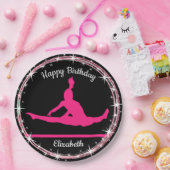 体操バー誕生日インPink and Black ペーパープレート (パーティー)