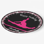 体操バー誕生日インPink and Black ペーパープレート (アングル)