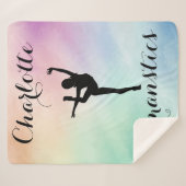 体操パステルパープルグリーンパーソナライズされた シェルパブランケット (正面(横))