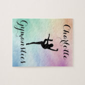 体操パステルパープルグリーンパーソナライズされた ジグソーパズル (横)