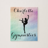 体操パステルパープルグリーンパーソナライズされた ジグソーパズル (縦)