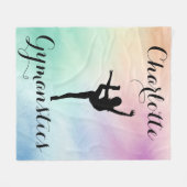 体操パステルパープルグリーンパーソナライズされた フリースブランケット (正面(横))