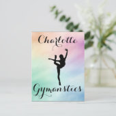 体操パステルパープルグリーンパーソナライズされた ポストカード (スタンド正面)