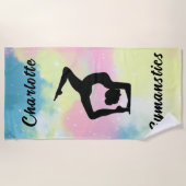 体操パステルピンクブルーイエローパーソナライズされた ビーチタオル (正面)