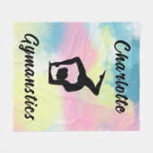 体操パステルピンクブルーイエローパーソナライズされた フリースブランケット (正面(横))