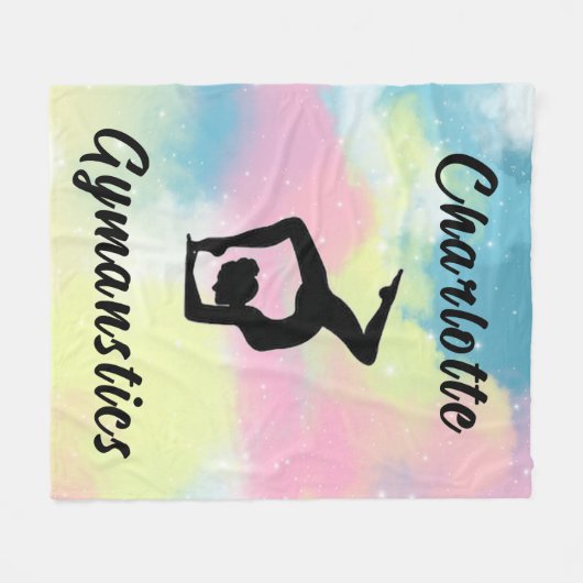 体操パステルピンクブルーイエローパーソナライズされた フリースブランケット (正面(横))