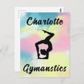体操パステルピンクブルーイエローパーソナライズされた ポストカード (正面/裏面)