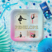 体操パステルレインボグラディエント3フォトカスタム ペーパープレート (パーティー)