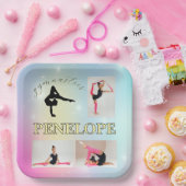 体操パステルレインボグラディエント3フォトカスタム ペーパープレート (パーティー)