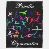体操パーソナライズされたカラフルシルエット フリースブランケット (正面)